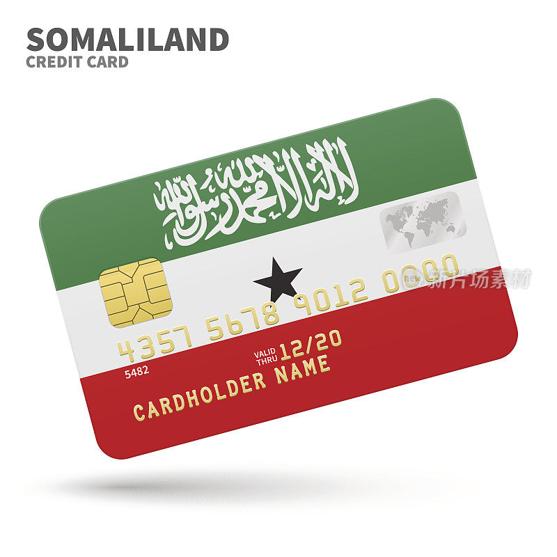 Credit card with Somaliland flag background for bank, presentations and